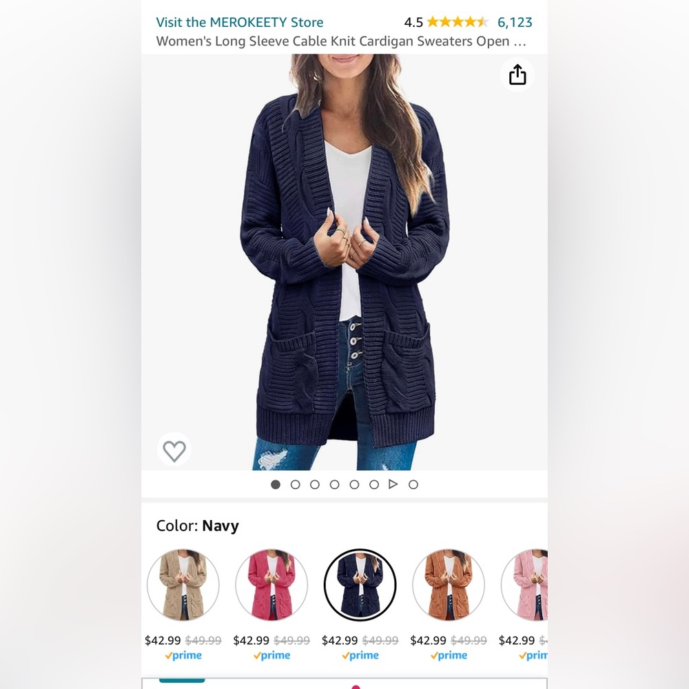 Meerokeety Navy Blue Cardigan